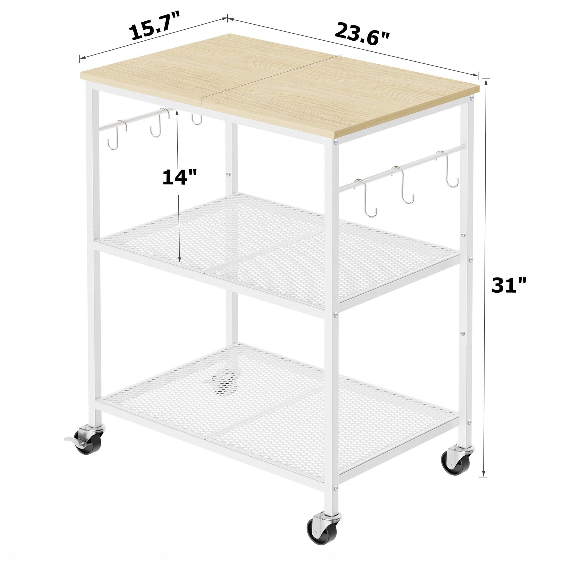 Homleke 3-Tier Rolling Kitchen Microwave Cart, Utility Cart