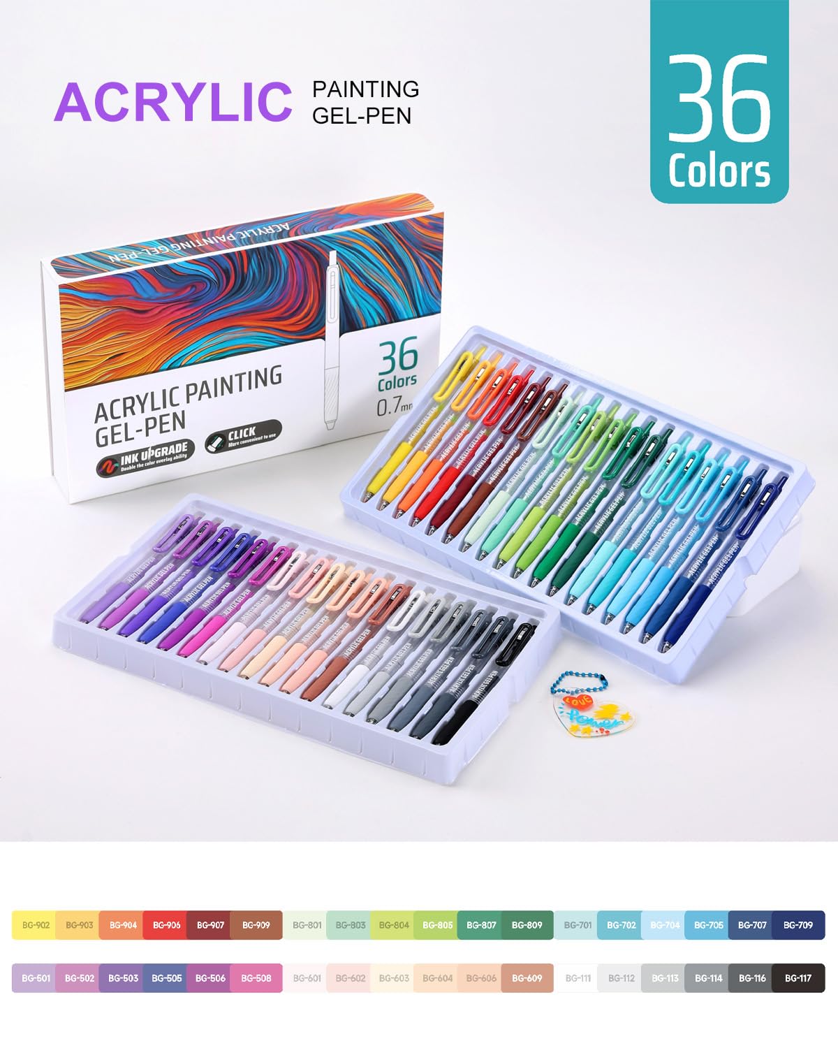 Xipan Acrylic Gel Pens for Coloring, 36 Colors Retractable Colored Pens