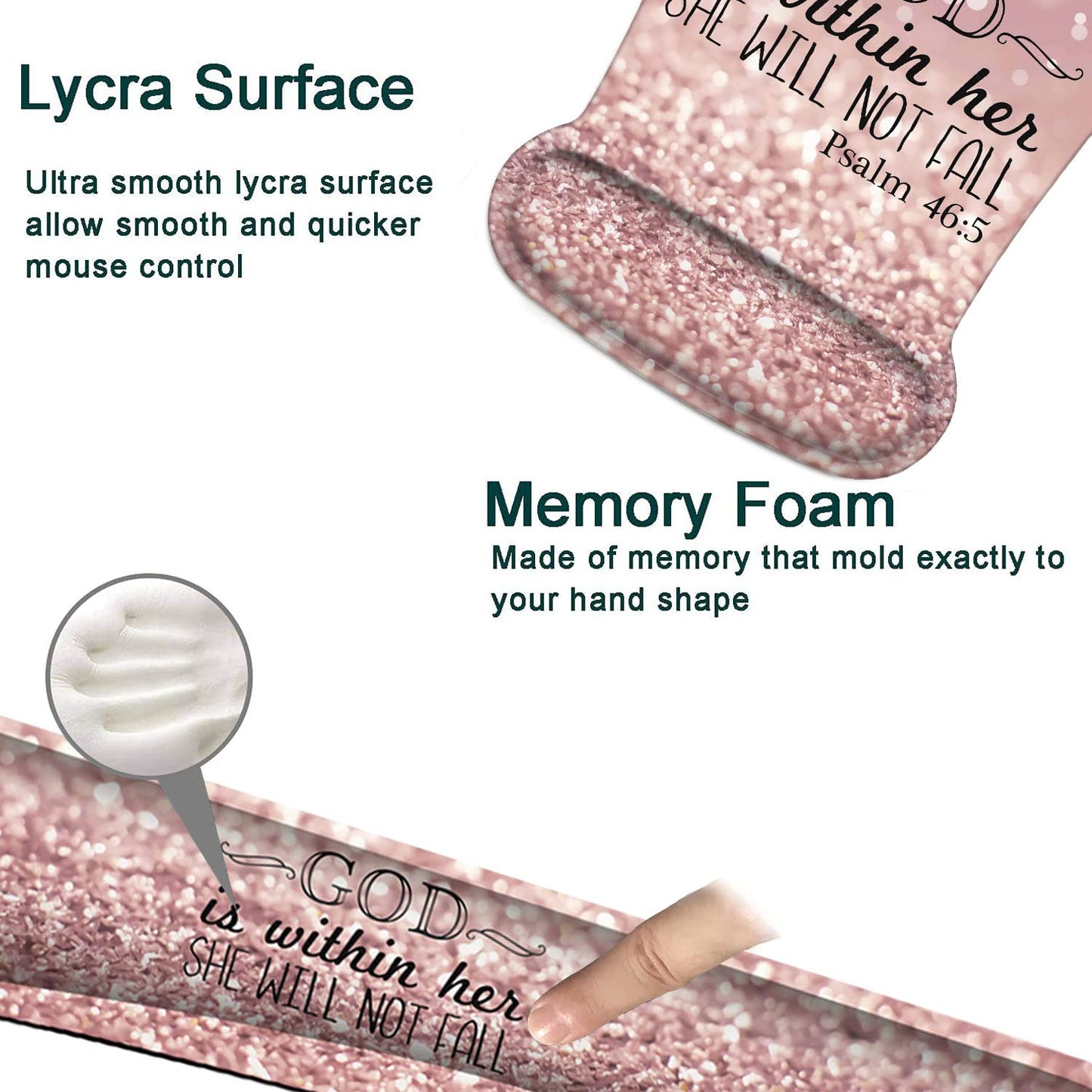 Keyboard Wrist Rest and Mouse Pad Wrist Support Set,Psalm 46:5 God is Within Her,She Will Not Fall
