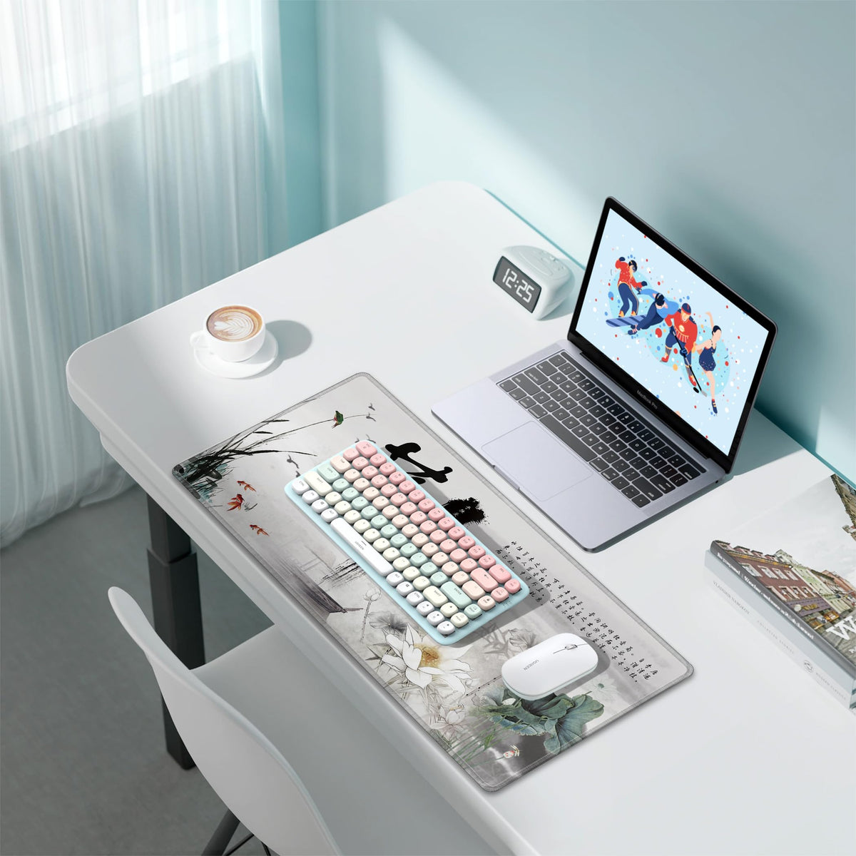 LL-COEUR XXL Landscape Gaming Mouse Pad Computer Keyboard Mat Office Desk Pad (Lotus 2, 27.5" x