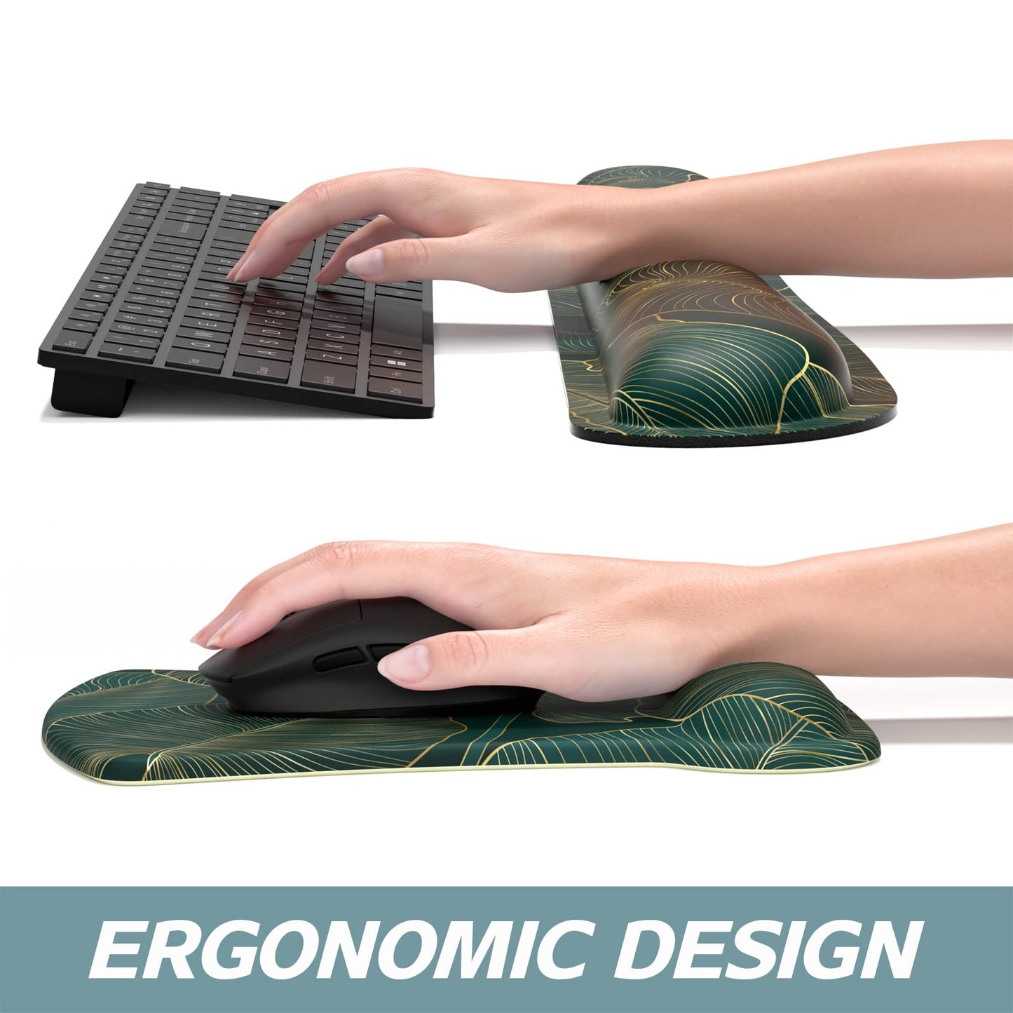 ITNRSIIET Mouse Pad Wrist Support Keyboard Wrist Rest Pad Ergonomic Mousepad Non-Slip Memory Foam