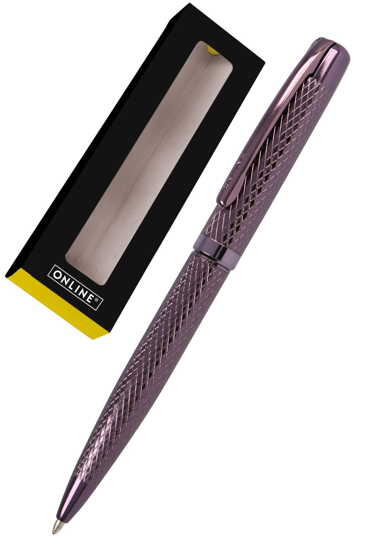 Online Eleganza Diamond Wine Ballpoint Pen Metal, Red, Black Ink, Refillable, Gift Box