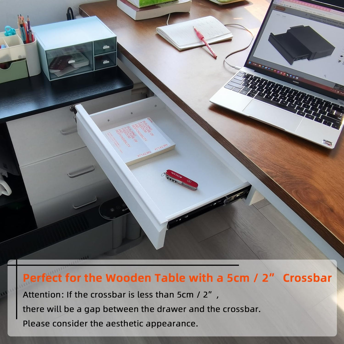 OSteed Under Desk Drawer 18”, Under Workbench Tool Storage Hanging Drawers