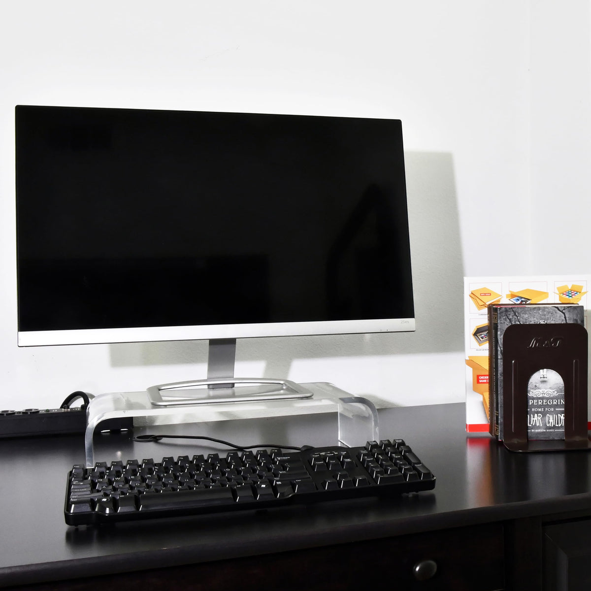 AMT Premium Acrylic Monitor Stand, Clear, Monitor Riser for Laptop/PC/Multimedia Monitor/Printer