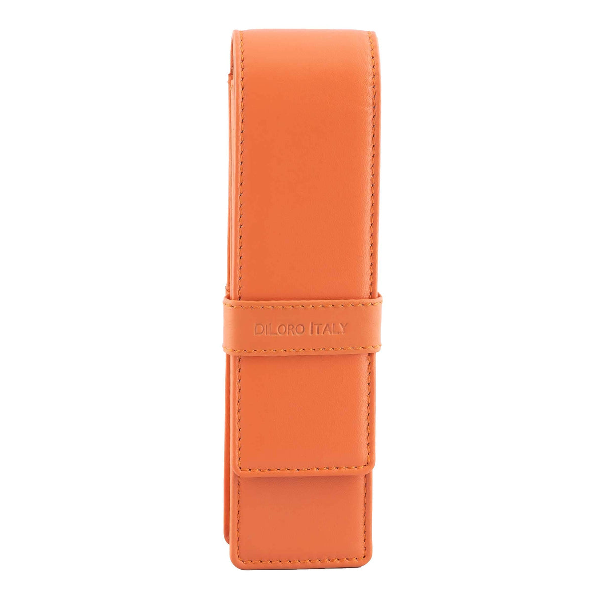 DiLoro Leather Double Pen Case Pencil Pouch Holder for Two Fountain Ballpoint Rollerball Pens and