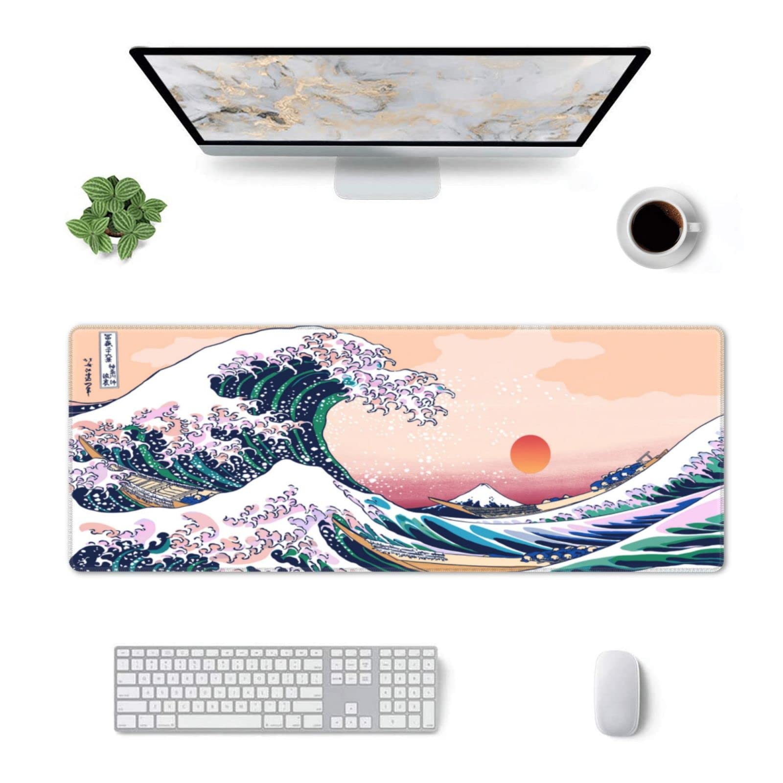 Mouse pad XL Extended Non Slip Rubber Base Stitched Edge 31.5 X 11.8 Inch