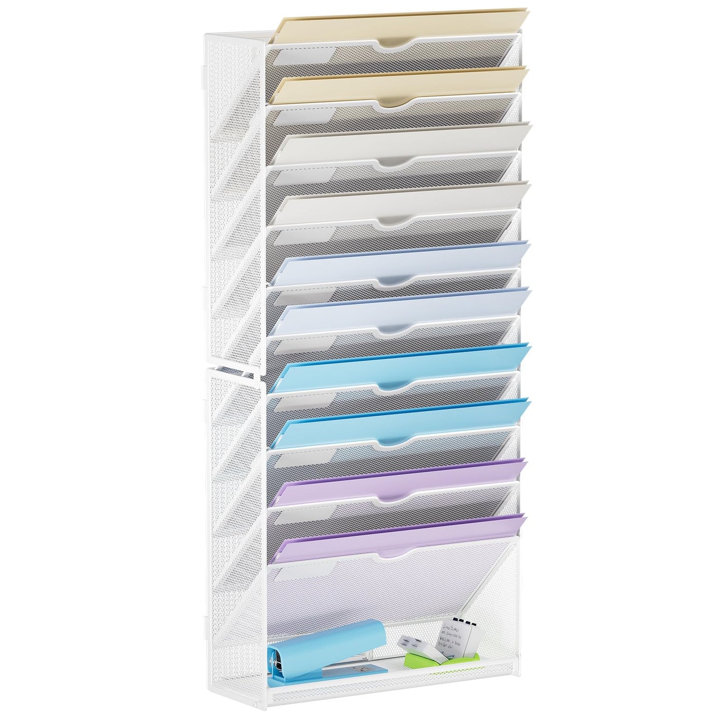 Marbrasse Wall File Holder 11-Tier Hanging Wall File Organizer, for Papers, Files Clipboard &
