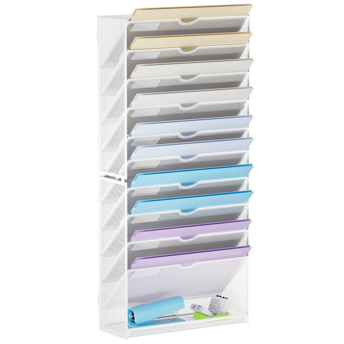 Marbrasse Wall File Holder 11-Tier Hanging Wall File Organizer, for Papers, Files Clipboard &
