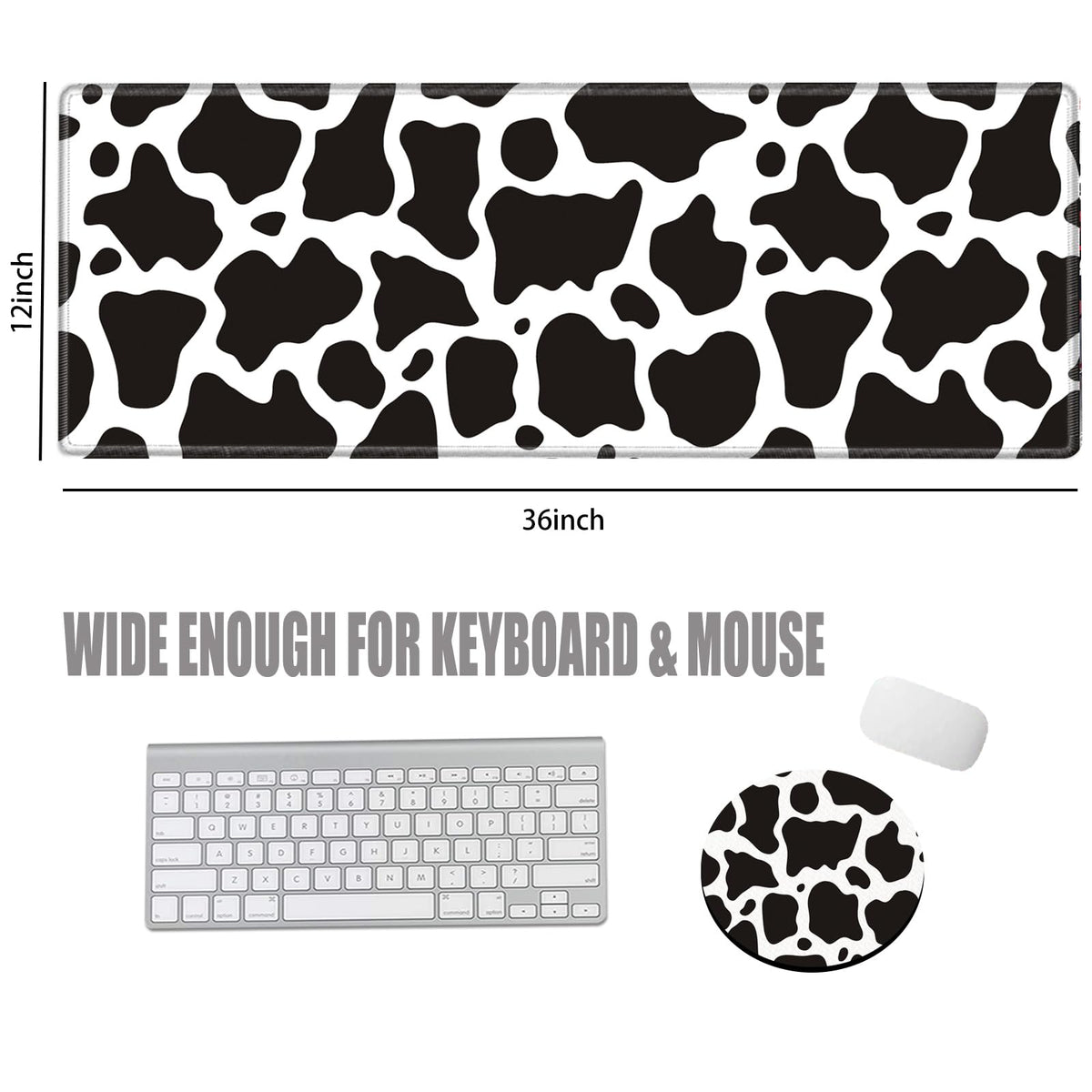 36x12 Mouse Pad Gaming Desk Mat Large Mousepad Cow Print Desk Pad Long Extended Protector Mat Full