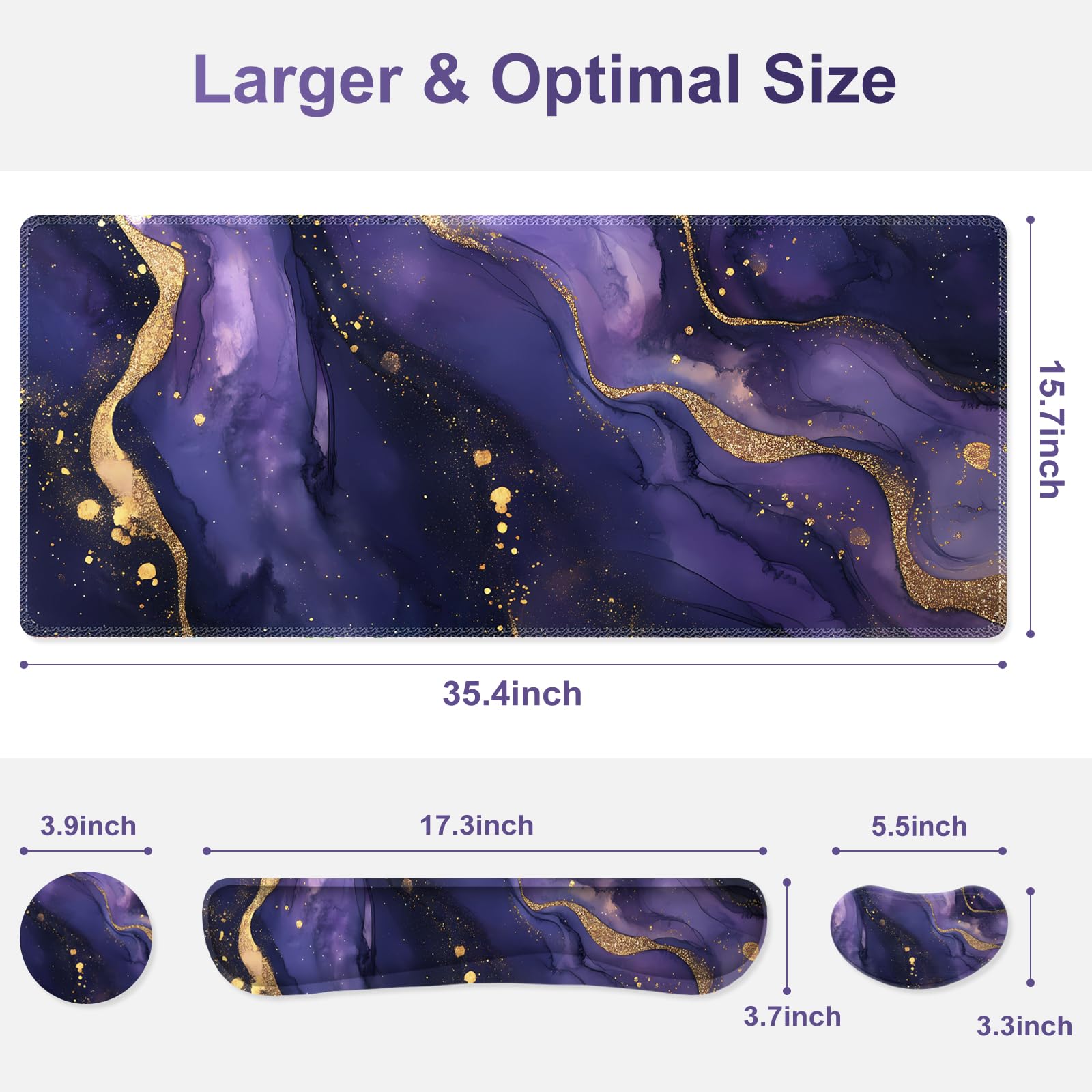 NXZGO Large Gaming Mouse Pad Set, 4 in1 Ergonomics Keyboard Desk Mat with Memory Foam Wrist Rest