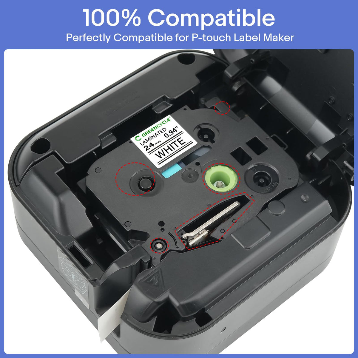 GREENCYCLE TZe-251 24mm Label Tape Compatible for Brother P-Touch TZe251 Label Maker Tape 24mm 0.94