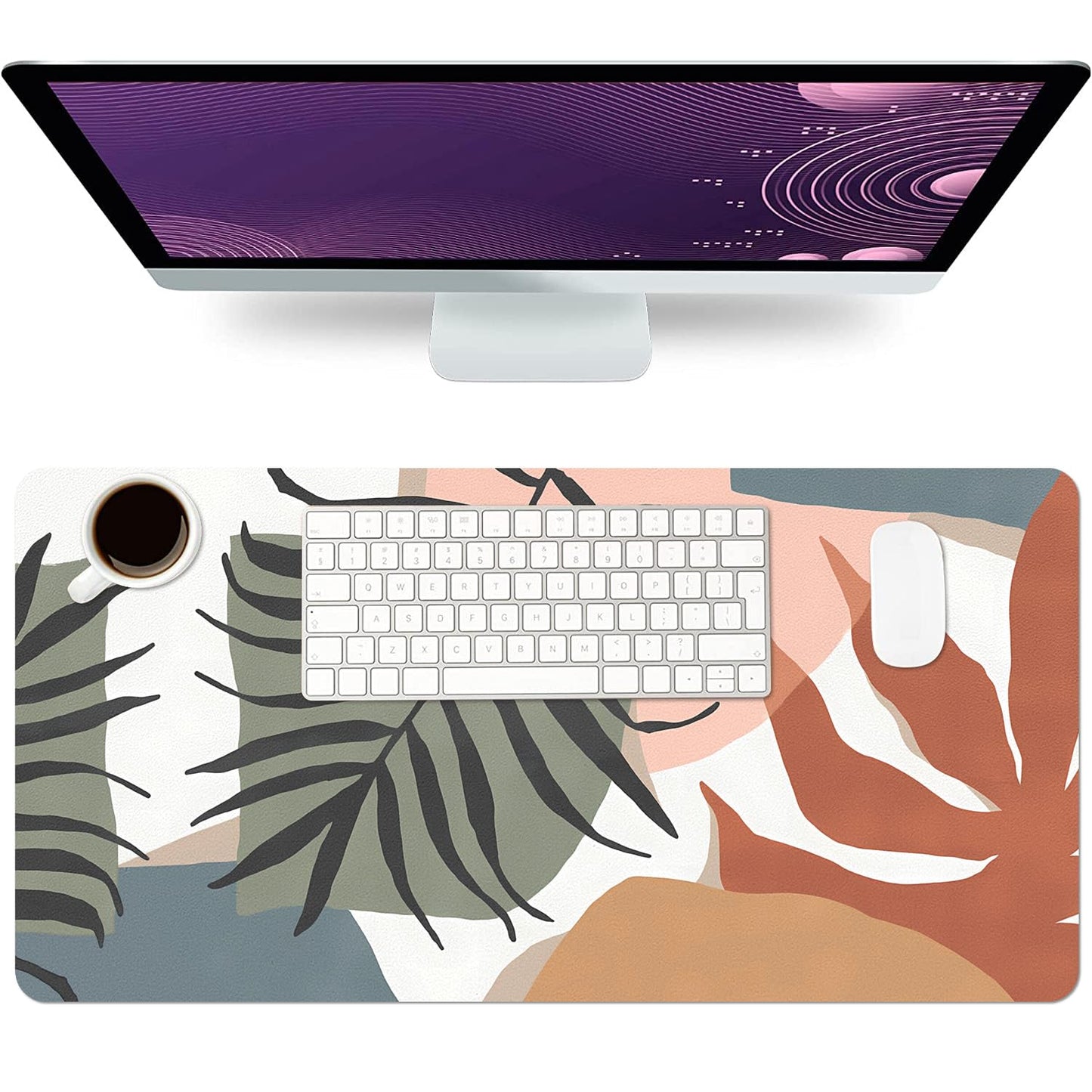 Desk Mat Large Protector Pad 23.6" ×11.8", Non-Slip PU Leather Desk Blotter, Waterproof Mouse Pad