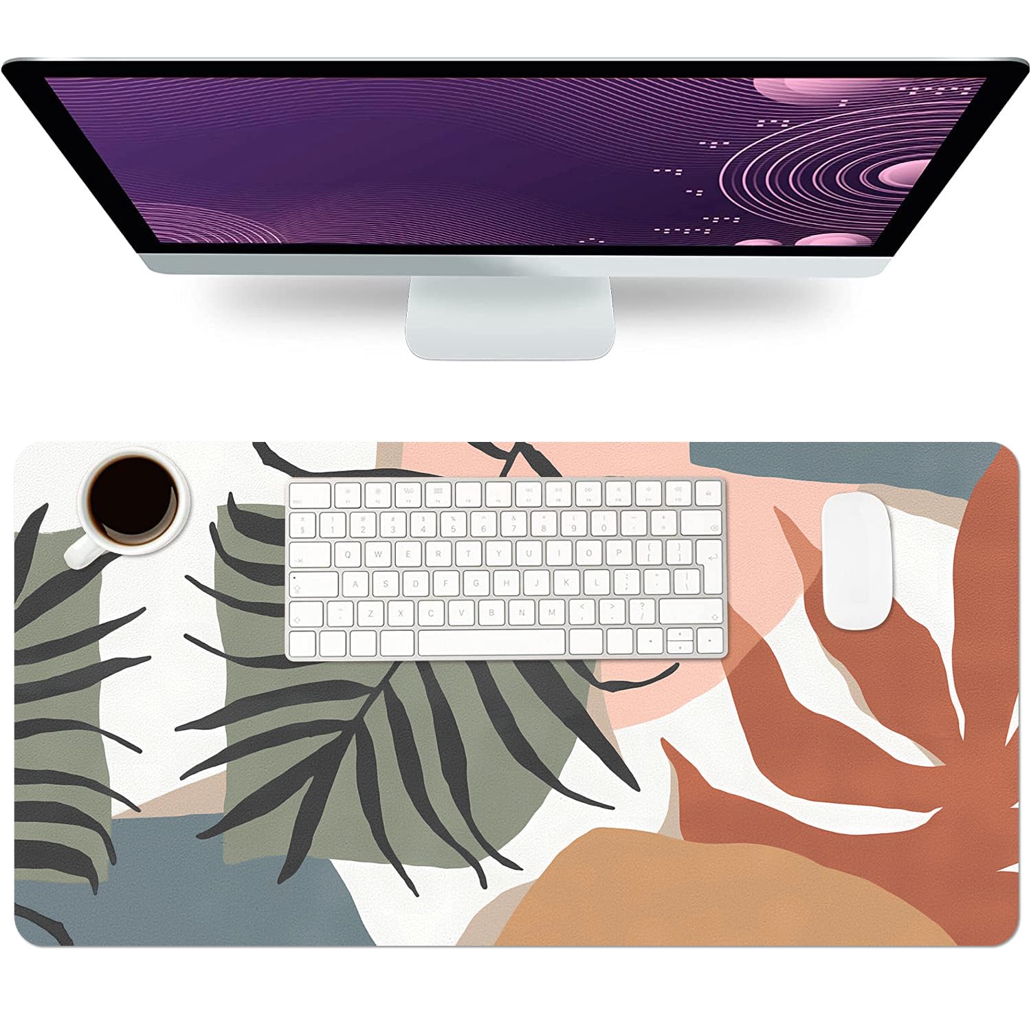 Desk Mat Large Protector Pad 23.6" ×11.8", Non-Slip PU Leather Desk Blotter, Waterproof Mouse Pad
