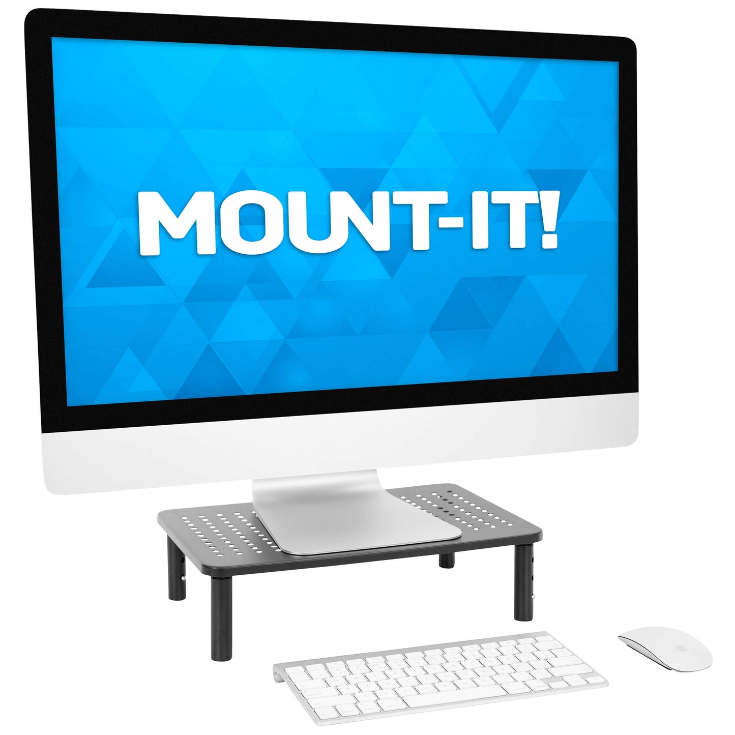 Mount-It! Metal Monitor Riser 2-Pack | Height Adjustable Computer Display and Laptop Stand for