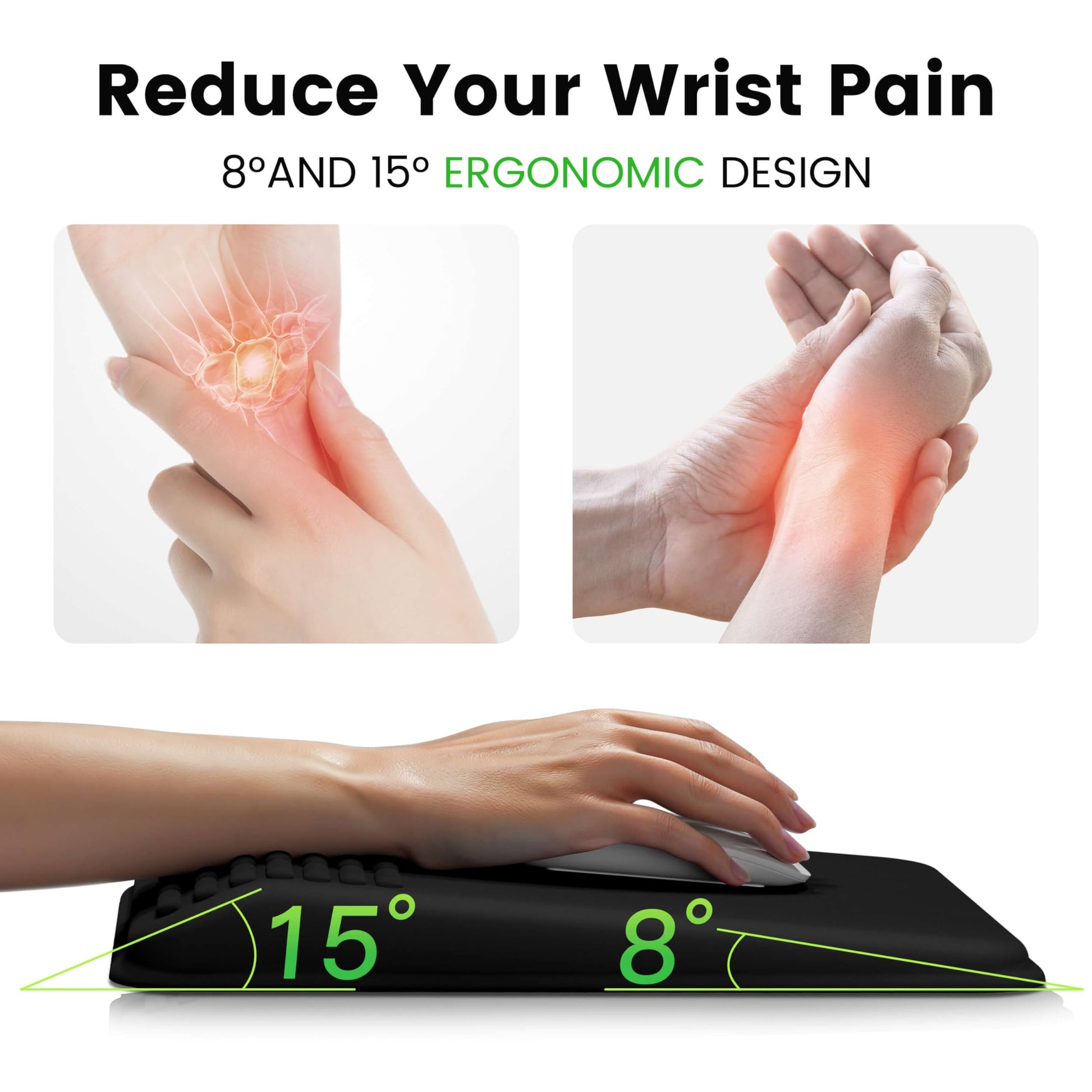 MEKASS Mouse Pad with Wrist Rest, Ergonomic Slope Mousepad for Carpal Tunnel Pain Relief, Memory