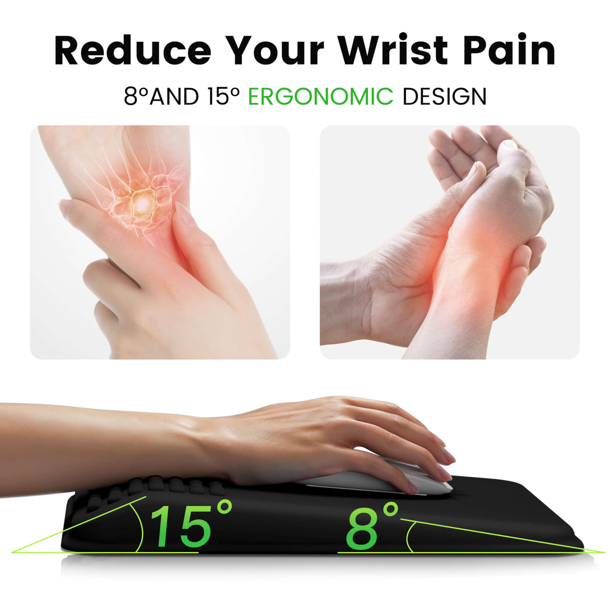 MEKASS Mouse Pad with Wrist Rest, Ergonomic Slope Mousepad for Carpal Tunnel Pain Relief, Memory