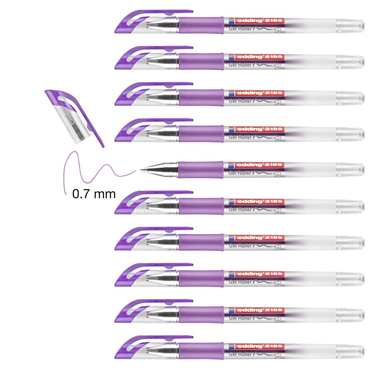 edding 2185 Gel Roller - Violet - Box of 10-0.7 mm - Gel Pen for Writing, Drawing, Colouring