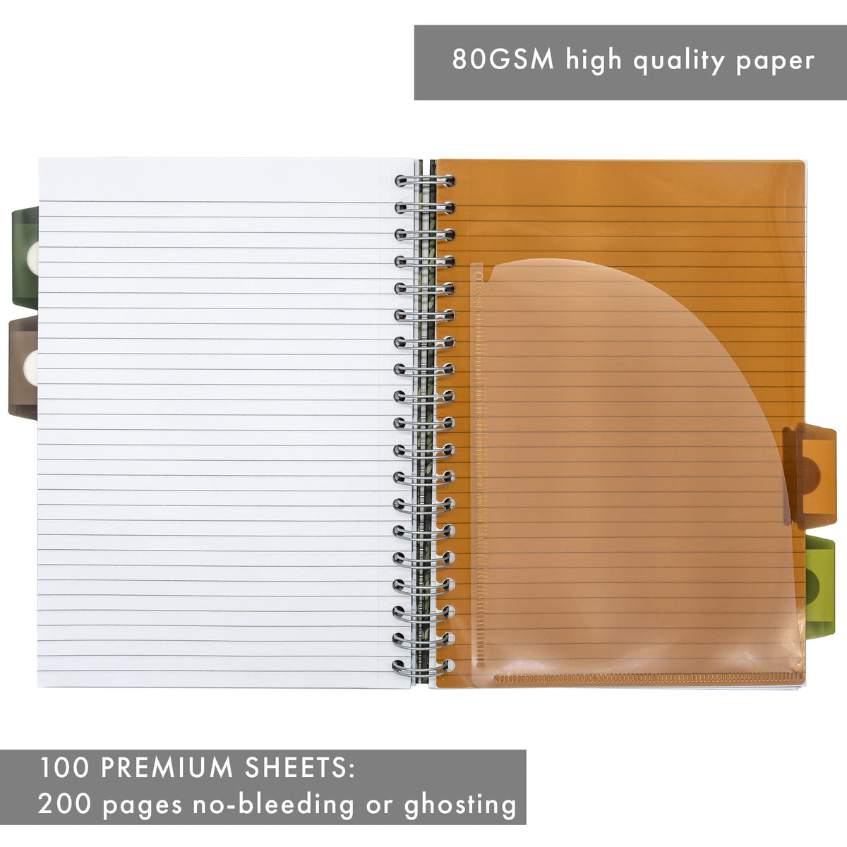 Pukka Pad 5 Subject Spiral Notebook 3-Pack - 200 Pages, 100 Sheets of 80GSM Paper with