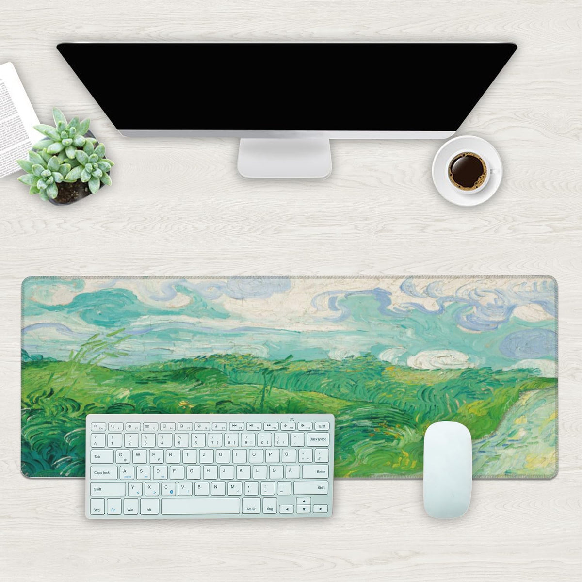 Desk Mat, Field Landscape Oil Painting Extended Gaming Mouse Pad Large, 31.5"x11.8" Big Mouse Pad
