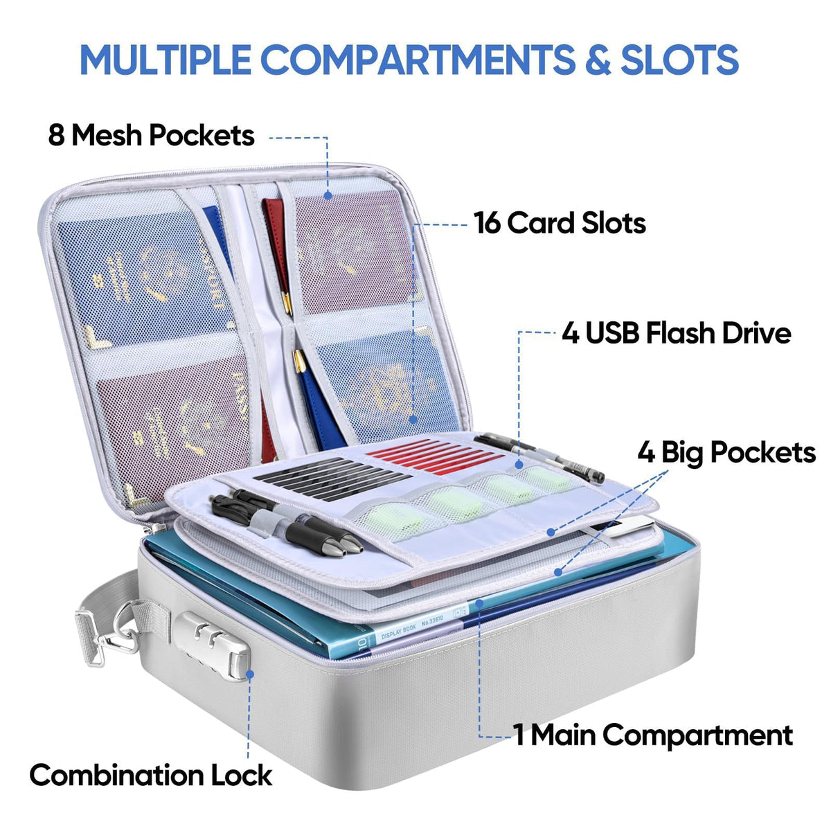 BALEINE Fireproof Document Box with Lock, Waterproof Fire Safe File Bag