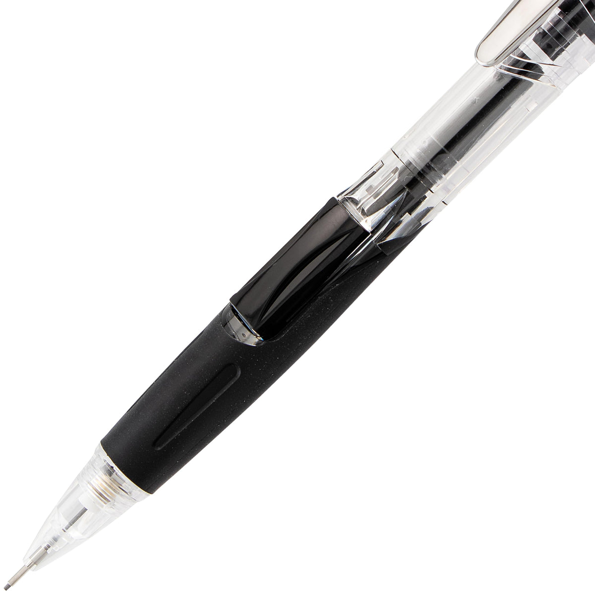 Pentel Twist Erase CLICK Mechanical Pencil, Pack of 12, (0.5mm), Clear Barrel, Black Grip, Box of