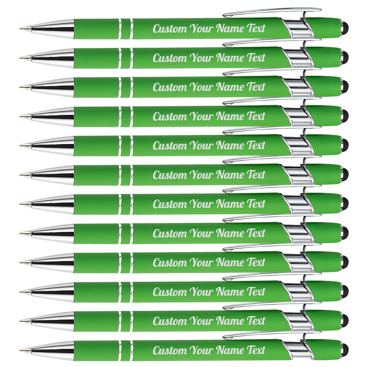 12PCS Personalized Pens Bulk with Name Free Engraving,Custom Ballpoint Pens with Stylus,Engraved