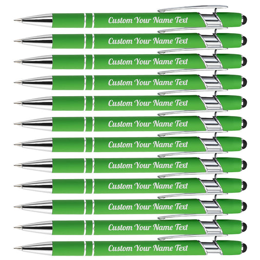 12PCS Personalized Pens Bulk with Name Free Engraving,Custom Ballpoint Pens with Stylus,Engraved