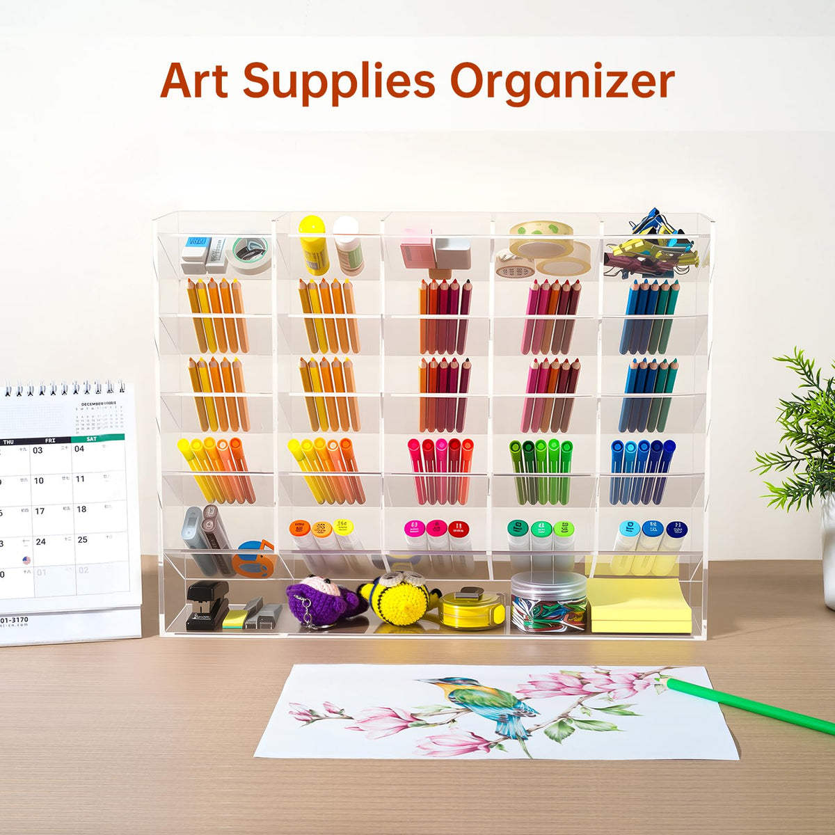 BEYGORM Acrylic Vertical Marker Organizer for 310 Markers, Desk Orgaizer