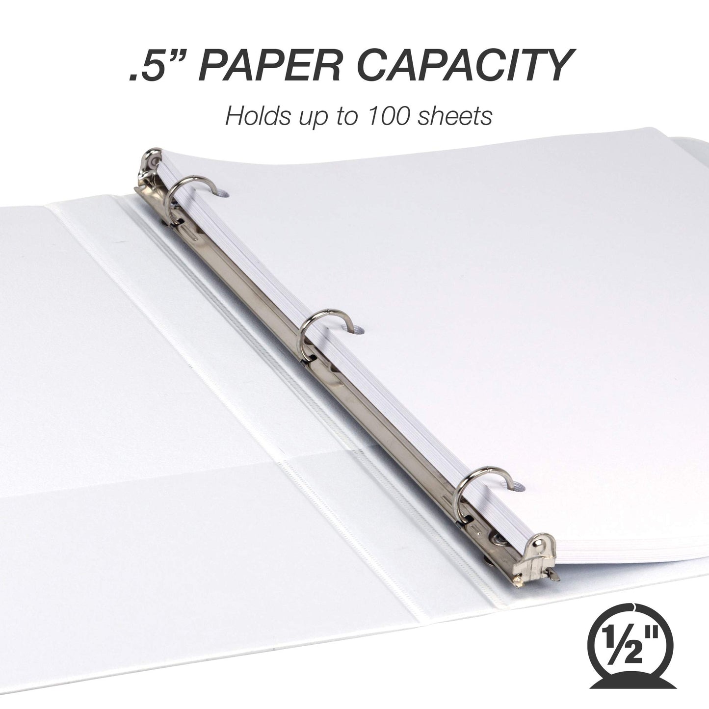 Samsill 8 Pack Durable 0.5 Inch 3 Ring Binders, Round Ring, Clear View Cover for Presentations