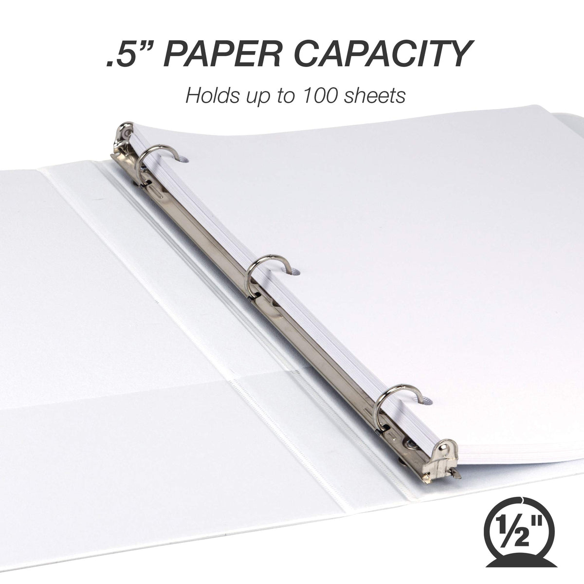 Samsill 8 Pack Durable 0.5 Inch 3 Ring Binders, Round Ring, Clear View Cover for Presentations