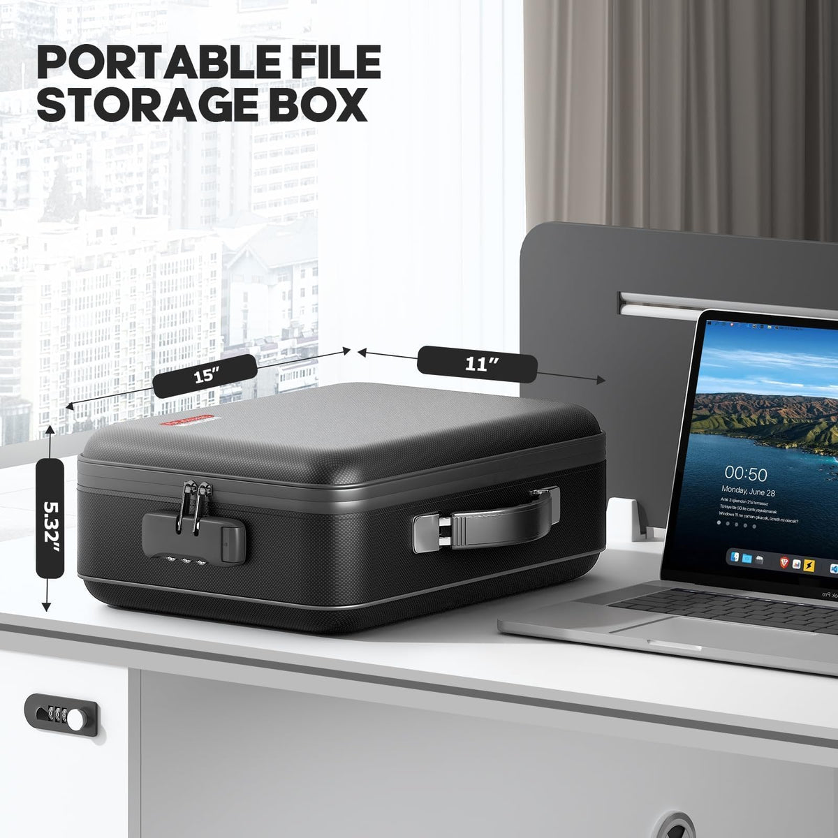 BigPonPon Fireproof Document Box, Hard Case Highly Flame-Resistant Fire Proof Waterproof File