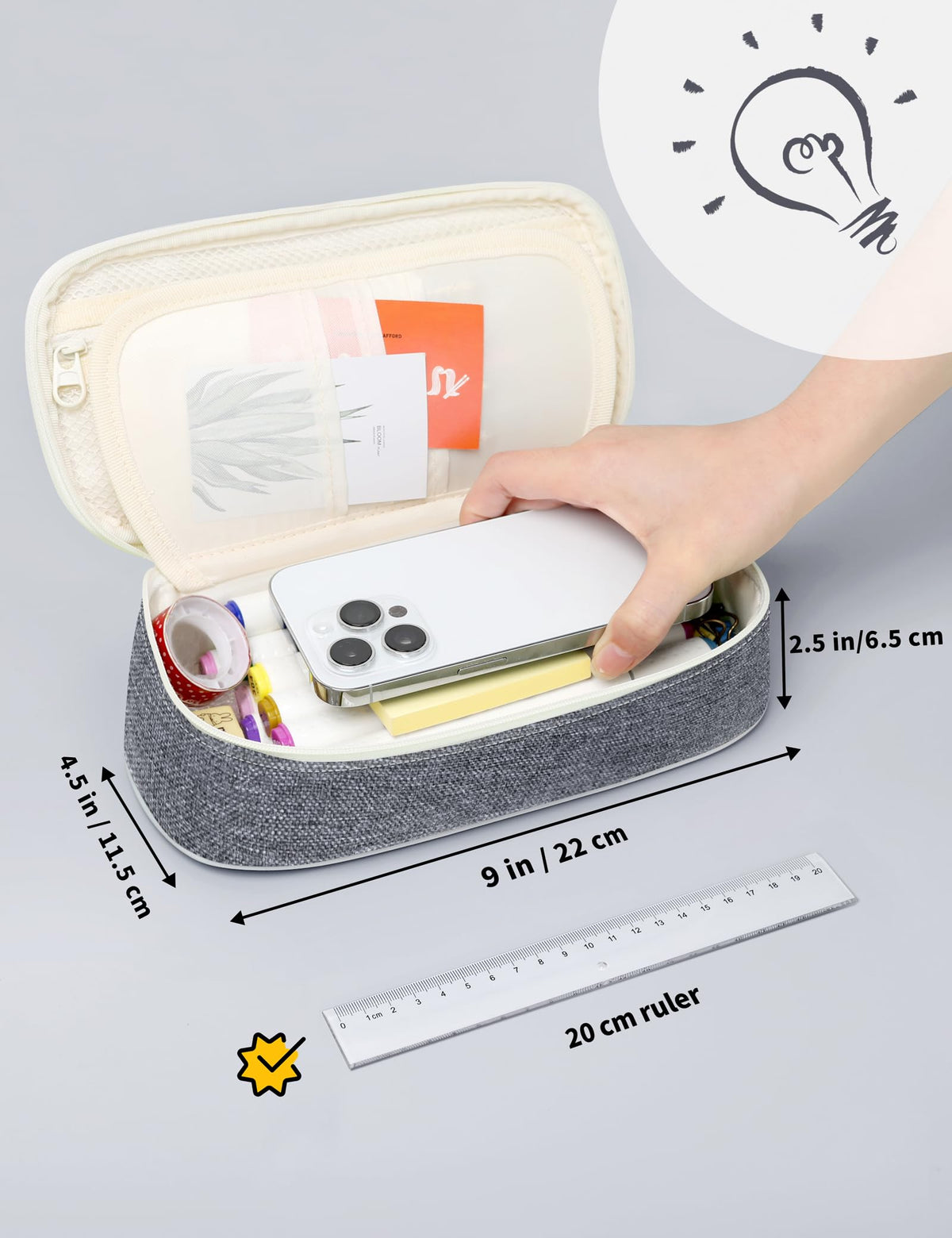 SUNEE Cute Pencil Case, Aesthetic Pen Pouch, Colored Large Pencil Bag with Zipper, Kawaii