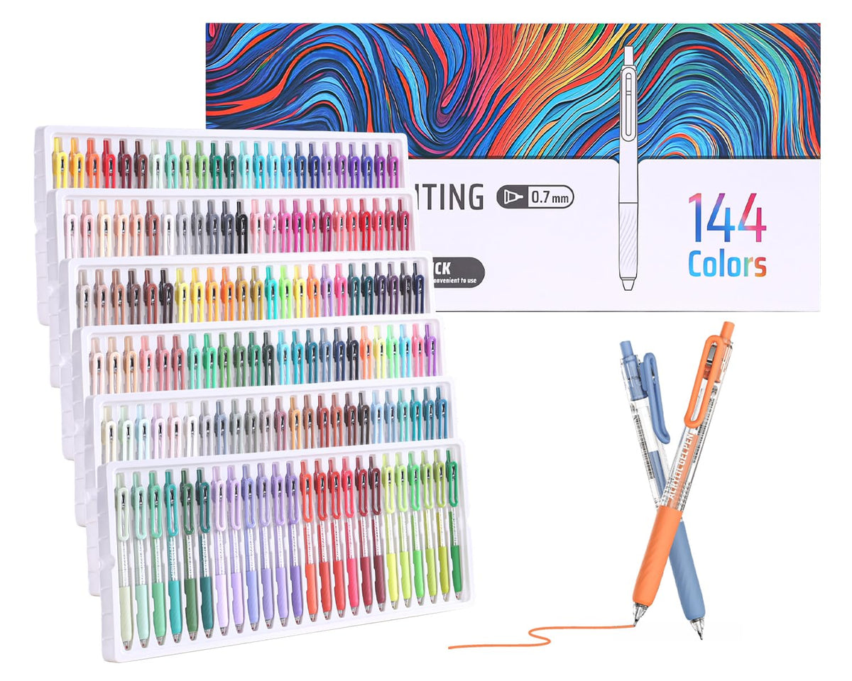 Xipan Acrylic Gel Pens for Coloring, 144 Colors Retractable Colored Pens