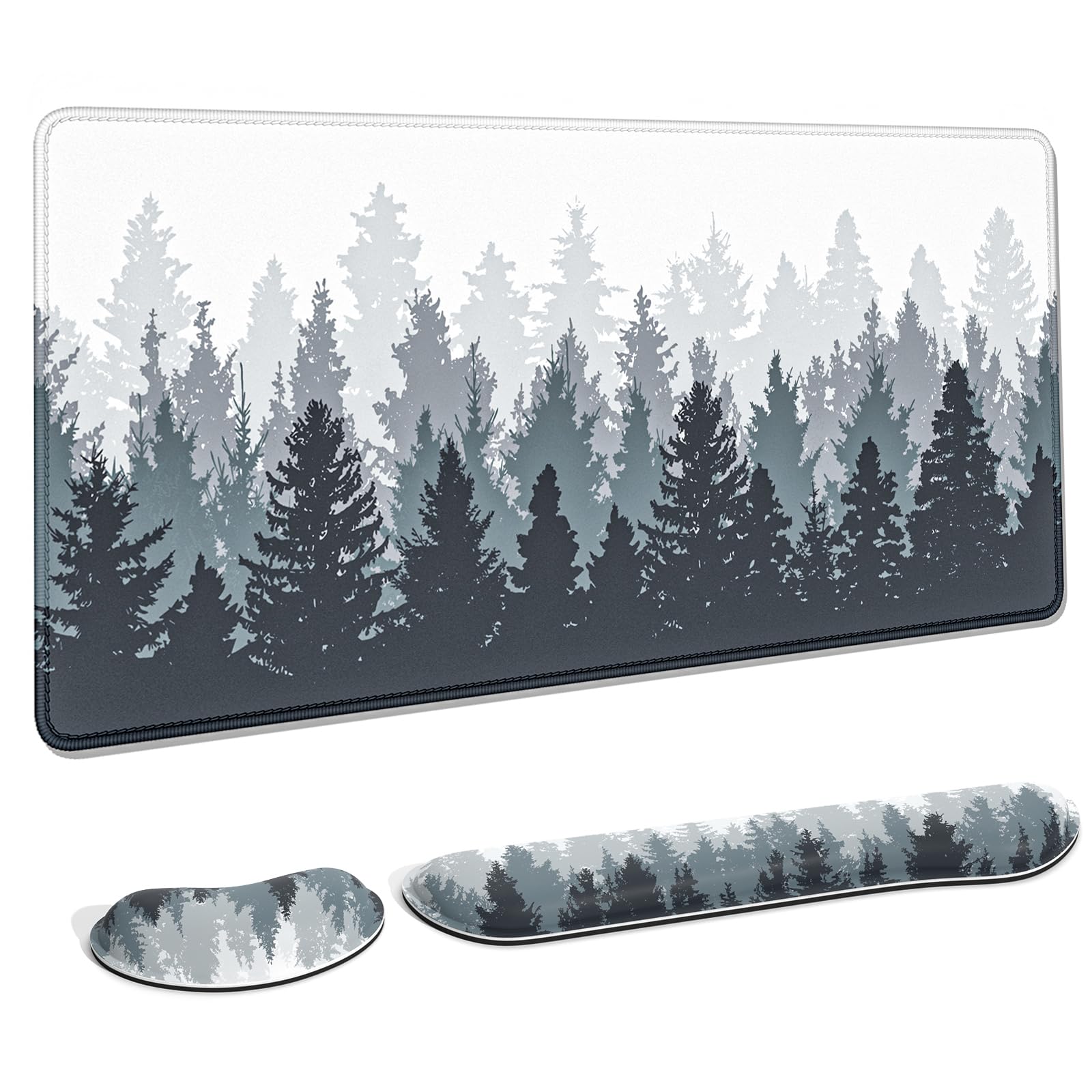 Auhoahsil Large Mouse Pad with Wrist Rests for Keyboard & Mouse, Thick Soft Ergonomic Memory Foam