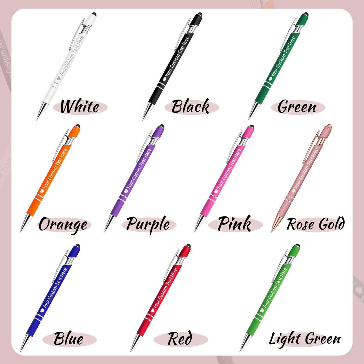 STREADVE Personalized Custom Pens with Name Engraved Logo Text Pen, Pack of 10 Customized Smooth