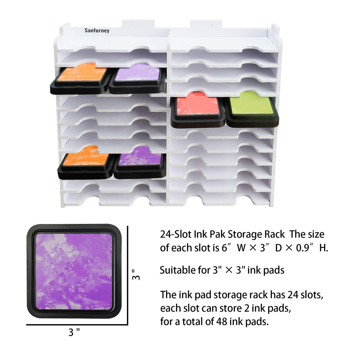 SANFURNEY 24 Slots Ink Pad Storage Holder