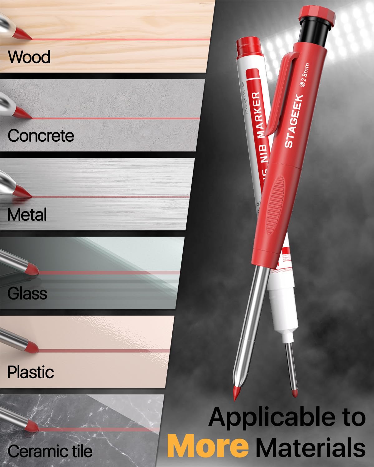 STAGEEK 4PCS Mechanical Carpenter Pencil Set, Deep Hole, Woodworking