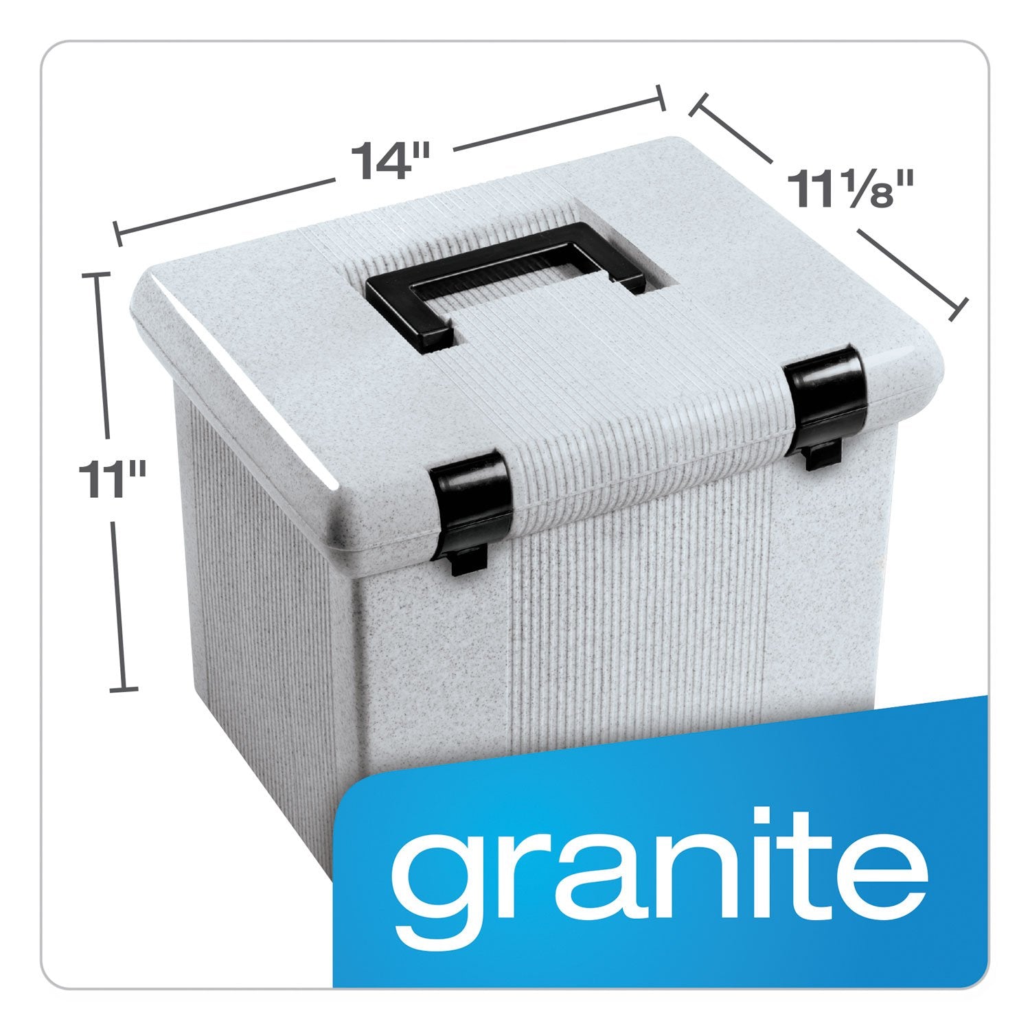 Pendaflex Portable File Box, 11"H x 14" W x 11 1/8" D, Granite (41747)