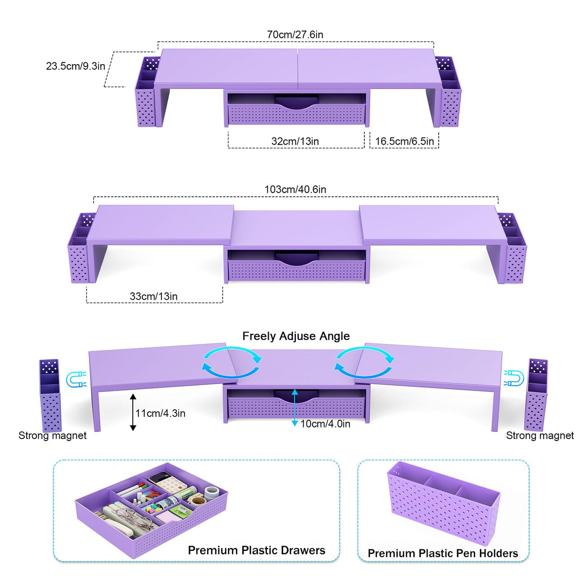 Spacrea Dual Monitor Stand Riser with Drawer and 2 Pen Holders