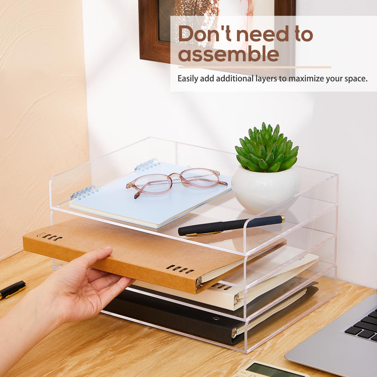 Harloon 4 Tier Paper Organizer Letter Tray Acrylic Desk File Organizer