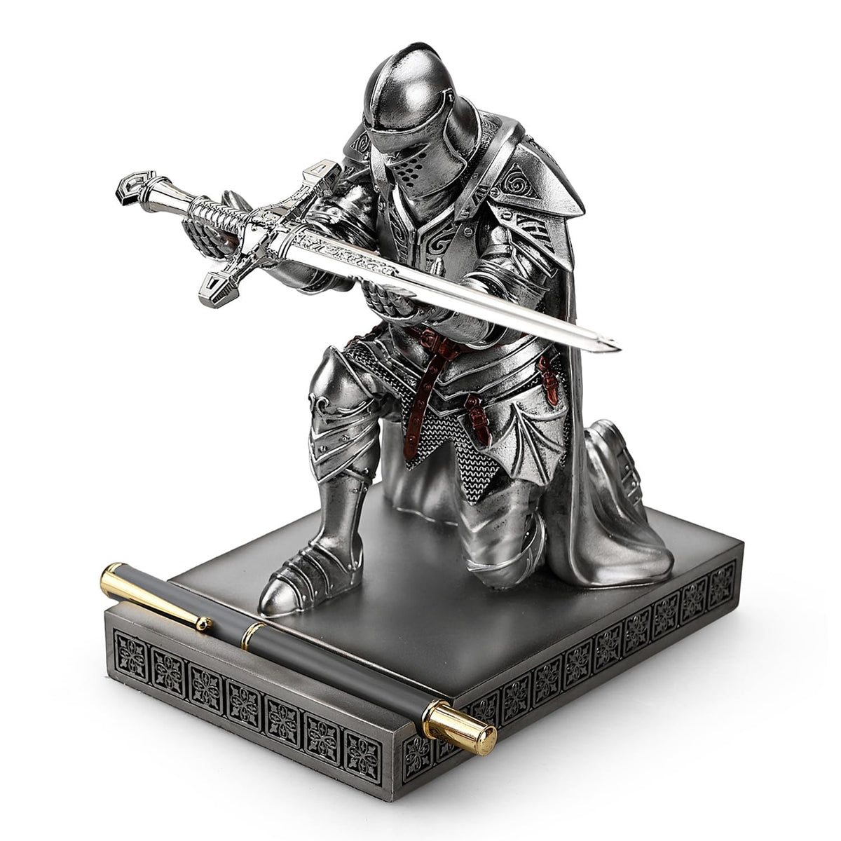 Knight Pen Holder Desk Organizer Office Decor Letter Opener for Desk Silver