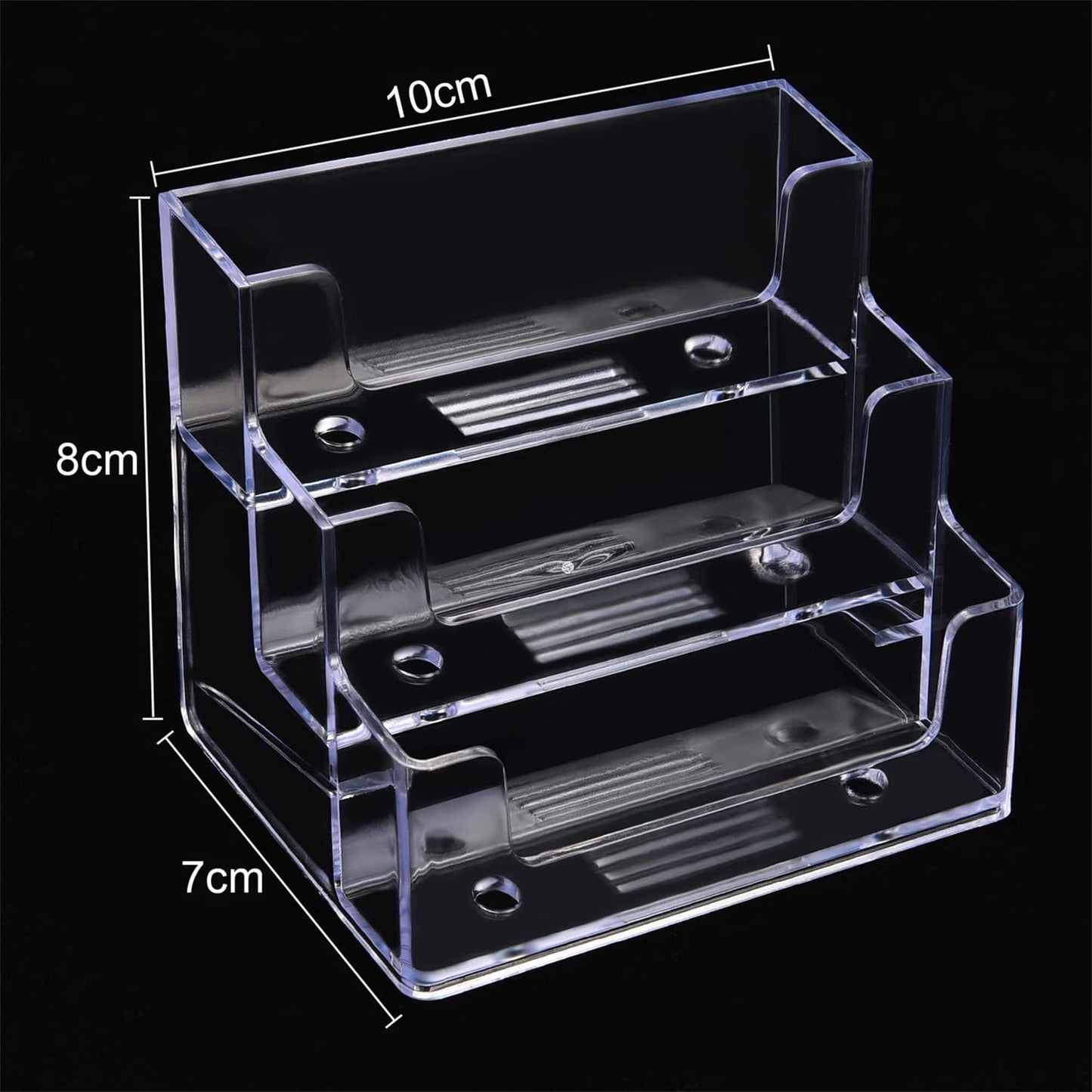 TecUnite 4 Pieces Business Card Holder for Desk 3 Tier Clear Acrylic Stand