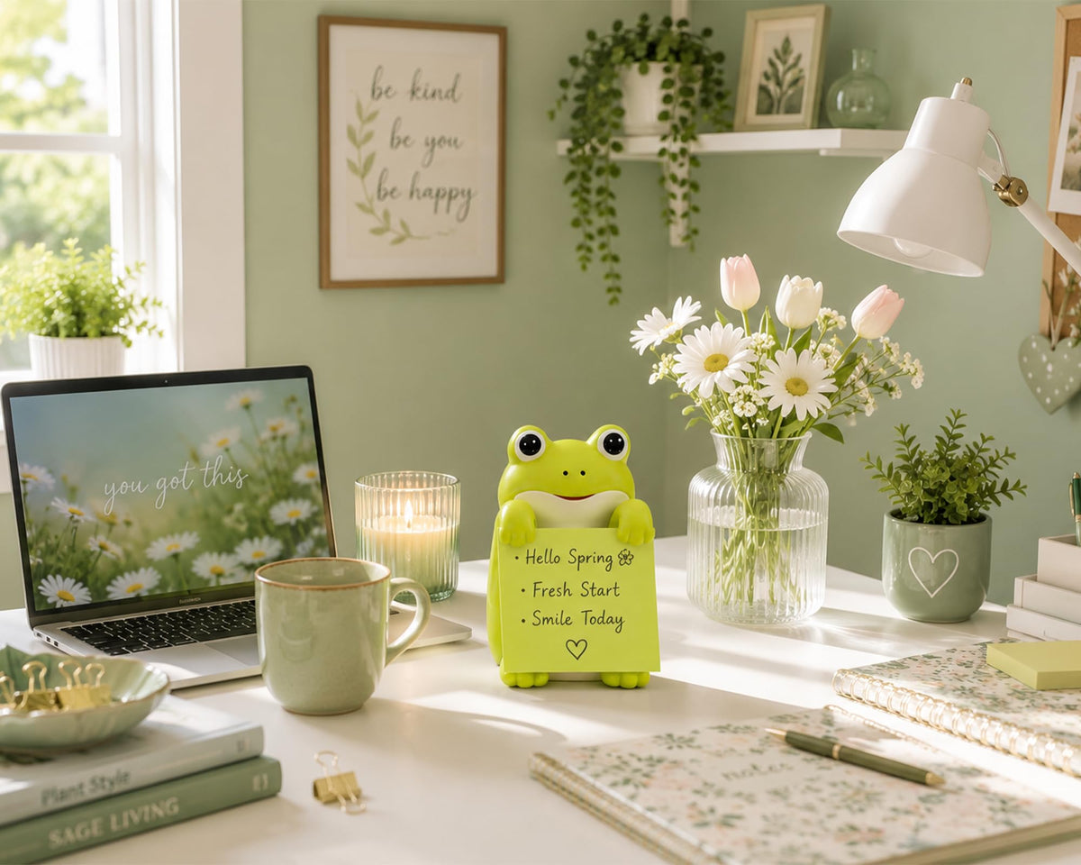 HORTIX Frog Pop-Up Sticky Note Dispenser for 3 x 3 in Notes, Green