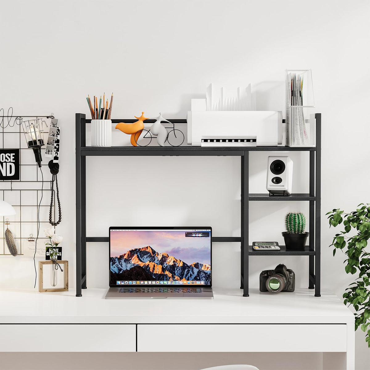 Snughome Desk Shelf, 38.6" Desk Hutch for Computer Monitor, Desktop Organizer Shelf, 4 Tier Desk