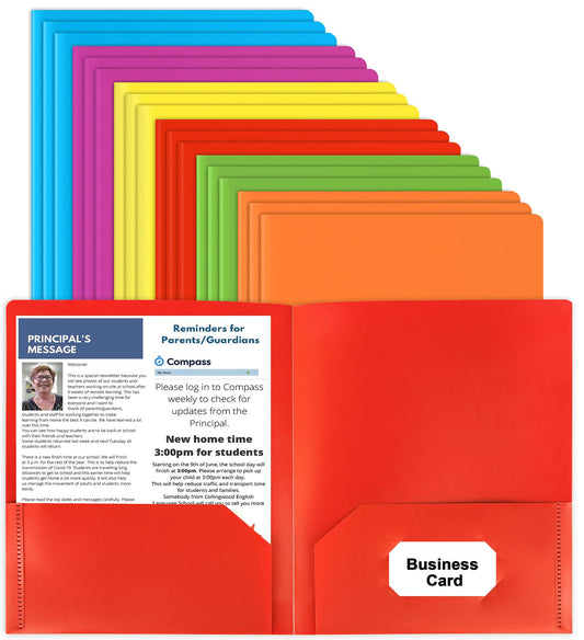 HABGP Plastic Folders with Pockets, 18 Color Heavy Duty Two Pocket Folder