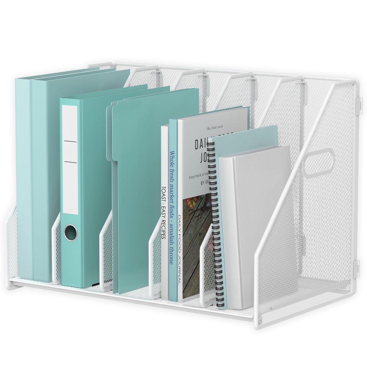MINDEPOT Desk File Organizer Folder Holder with 5 Vertical for Office White
