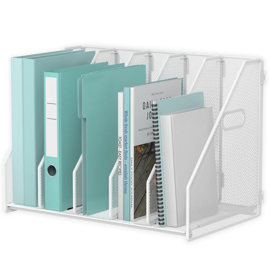 MINDEPOT Desk File Organizer Folder Holder with 5 Vertical for Office White