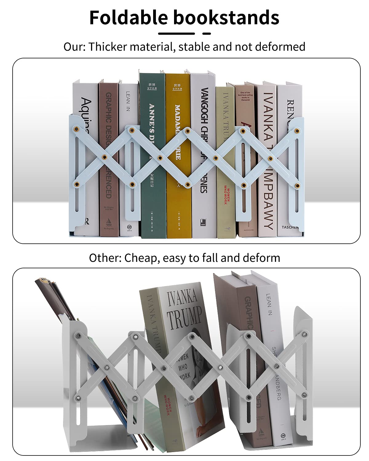 MSDADA Adjustable Bookends, Bookends for Heavy Book, Expandable Book Organizer for Office, School