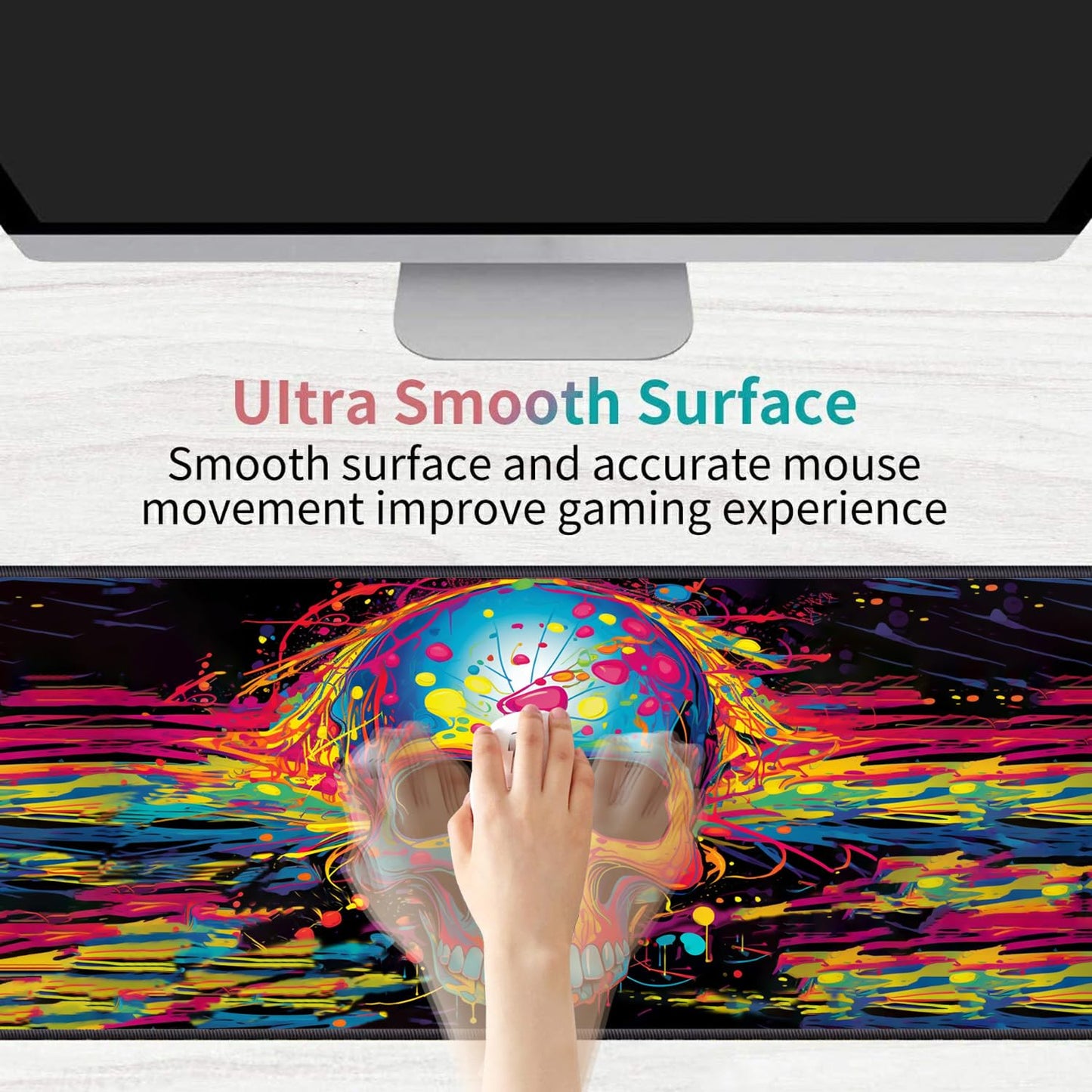 Luasao Desk Pad Mat Gaming Mouse Pads with Coasters Set, Stitched Edges Design Mouse Pad XXL Large