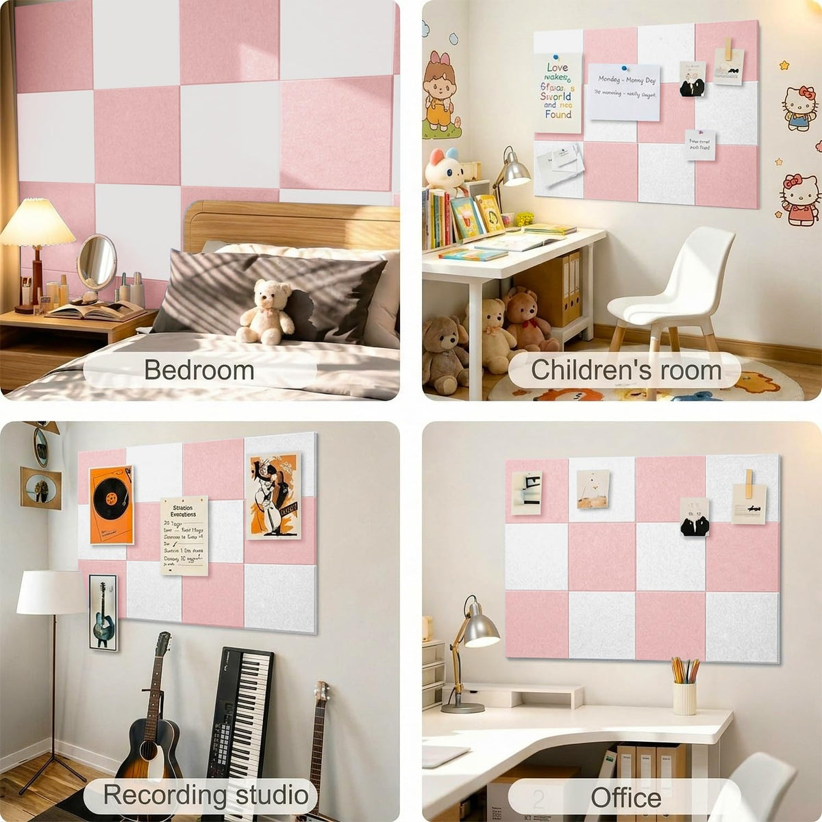 G Gamit 0.47" Thick Felt Pin Board 36"x24" Large Cork Board Alternative 6 Pack 11.81"x11.81"Felt